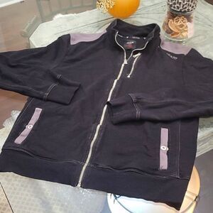 Guess Mens Black Zip Up Jacket Medium Logo Y2k
